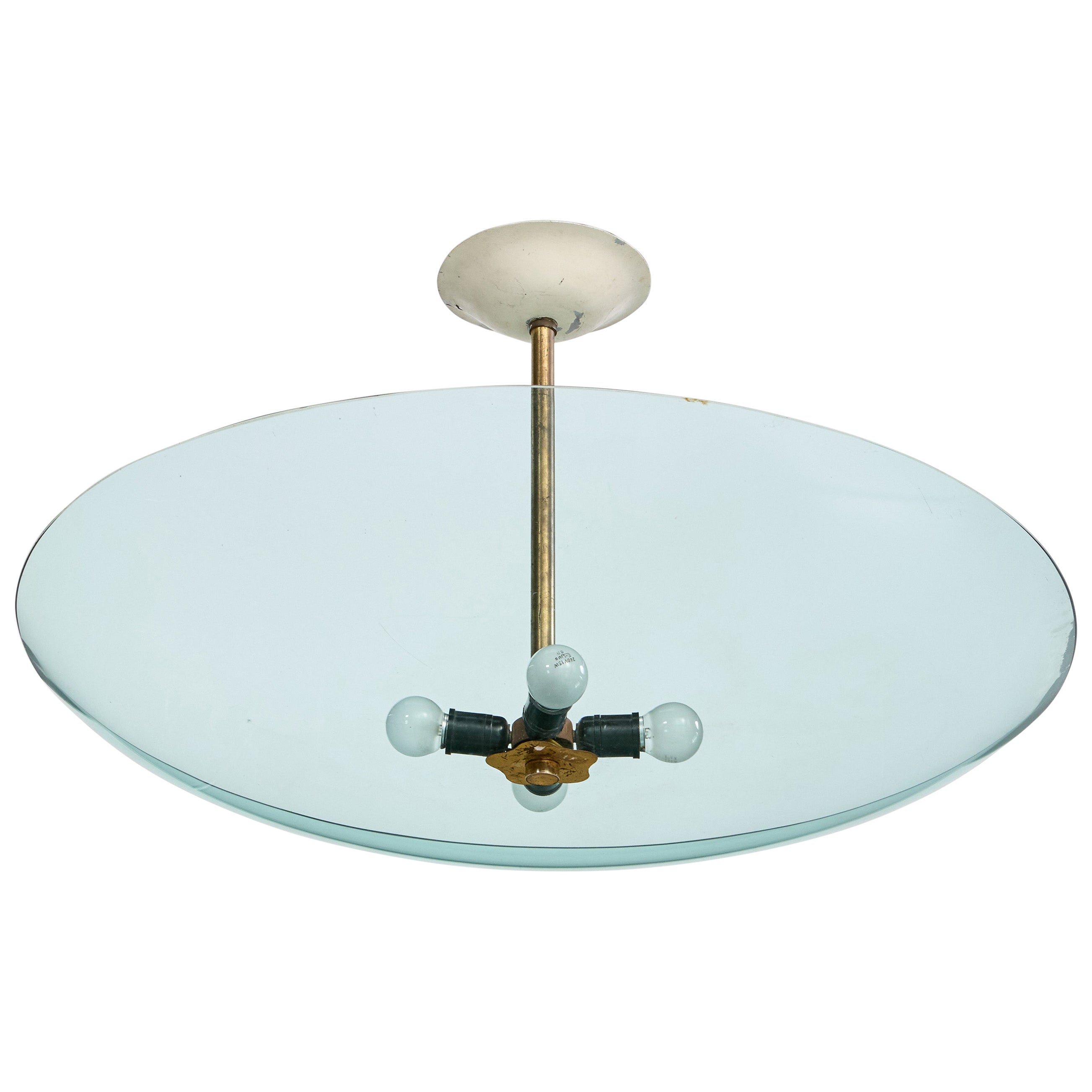 Enrico Furio Dominici, Pendant Light, Brass, Metal, Glass, Brazil, 1950s
