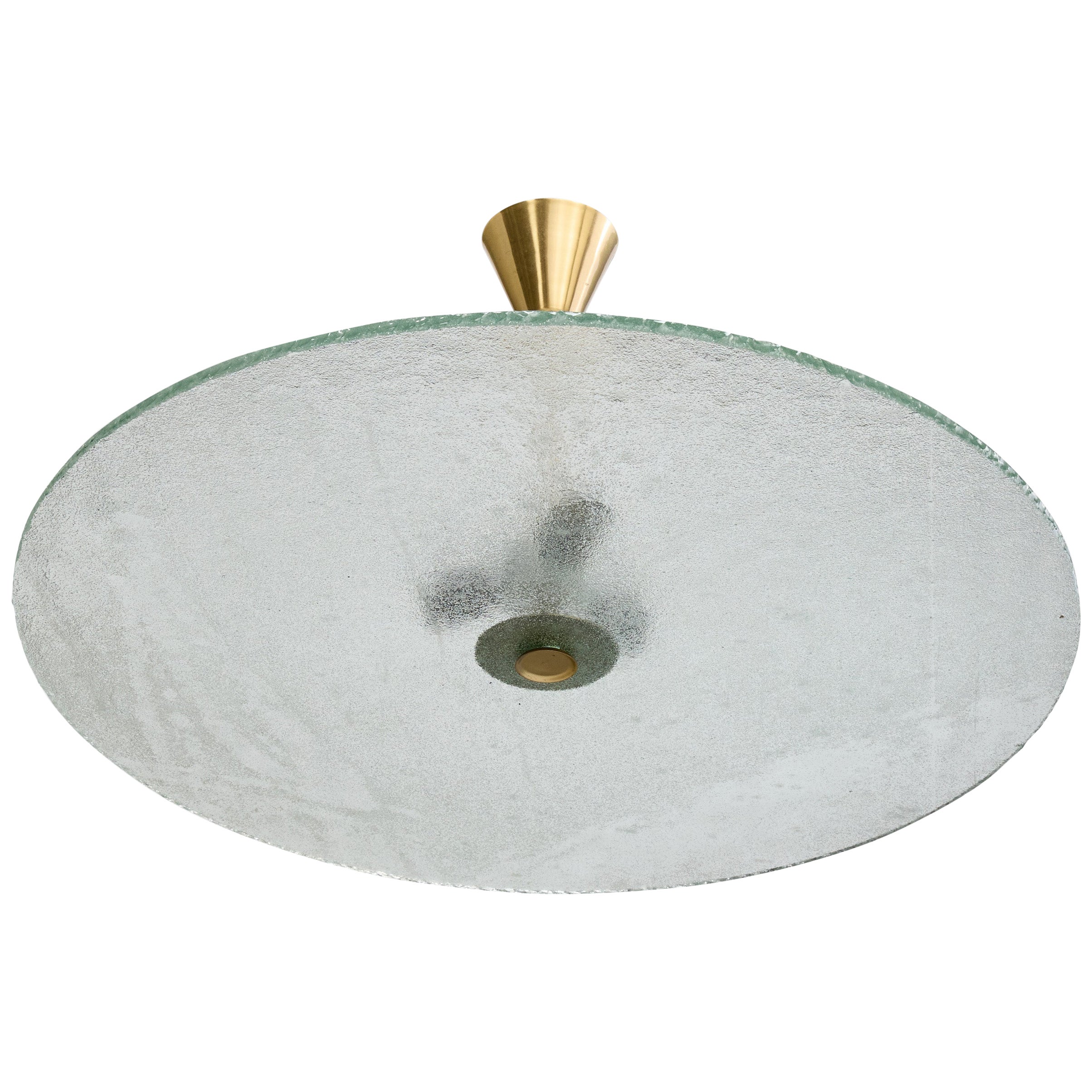 Swedish Designer, Pendant Light, Brass, Glass, Sweden, 1940s