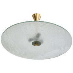 Swedish Designer, Pendant Light, Brass, Glass, Sweden, 1940s