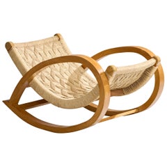 Diseñador Mexicano, Silla mecedora, Madera, Rush, México, años 50.