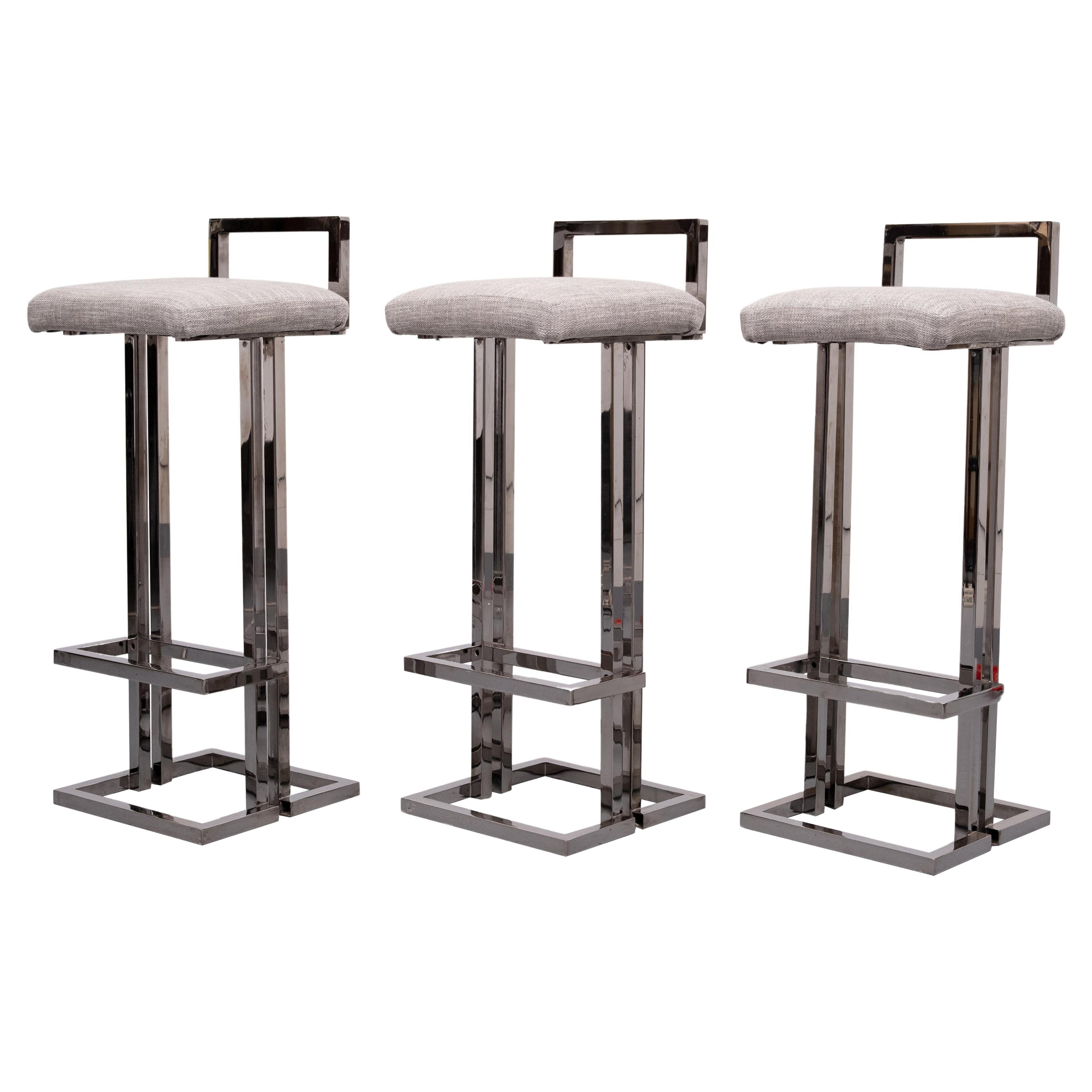 Belgo Chrom Bar stools smoked Chrome  1970s France