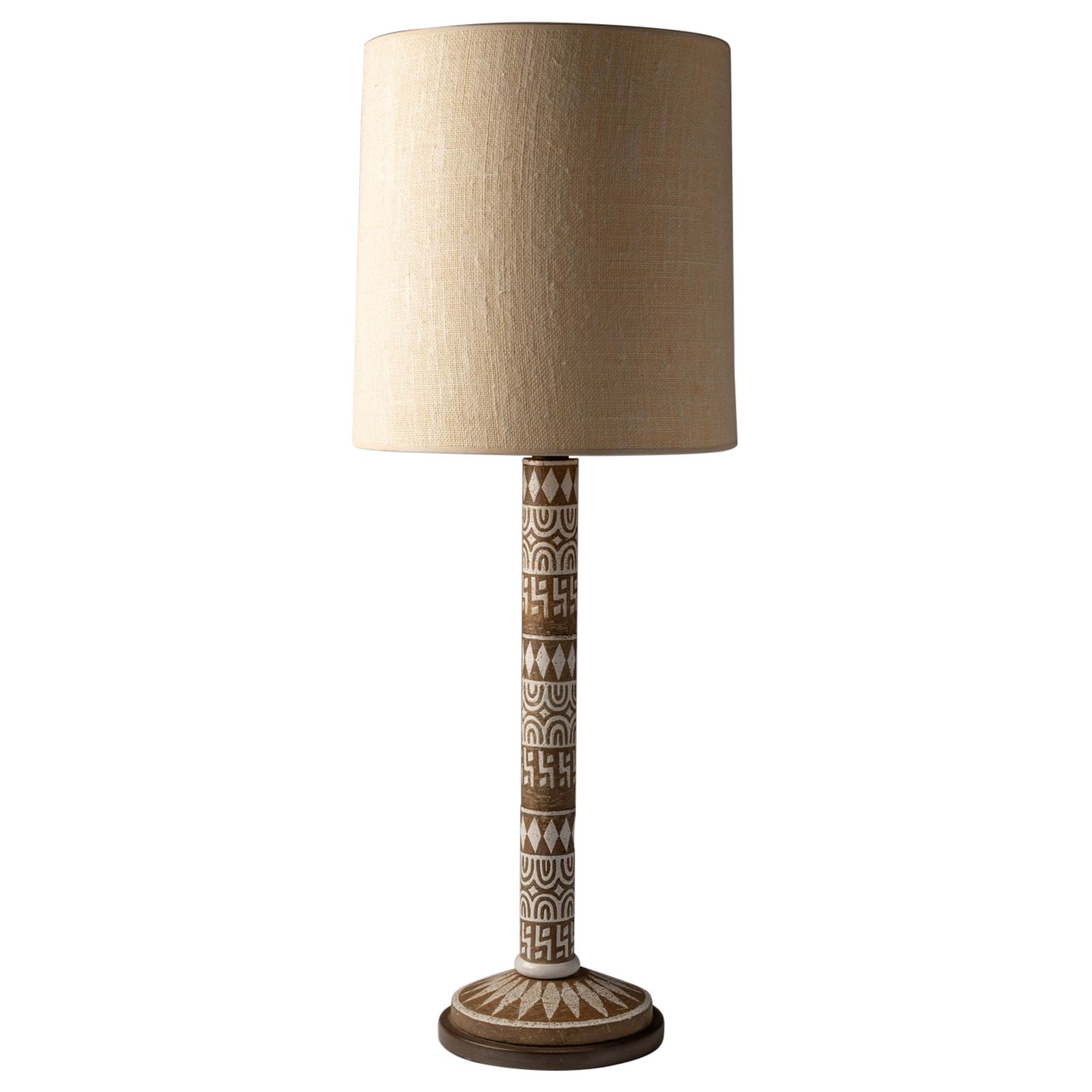 Ugo Zaccagnini Lampada da Tavolo Sgraffito Primative in Ceramica Italiana del Mid-Century Design in vendita