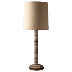 Ugo Zaccagnini Italian Ceramic Mid-Century Design Table Lamp Sgraffito Primative
