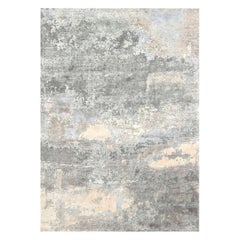 Tappeto contemporaneo North Star blu e grigio in seta annodata a mano di Doris Leslie Blau