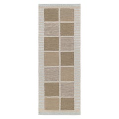 Rug & Kilim’s Scandinavian Style Runner Rug, Beige-Brown with Geometric Patterns
