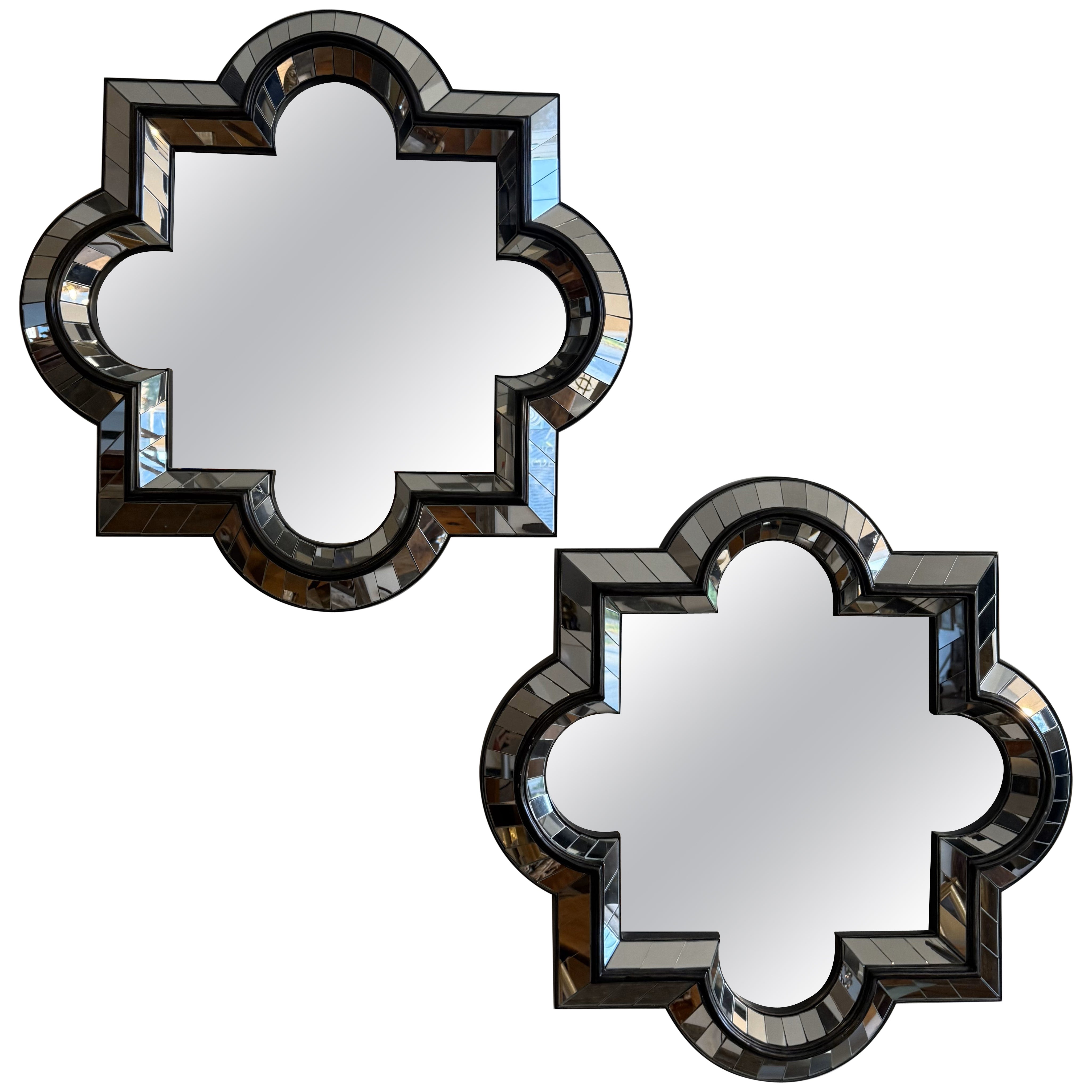 Pair of Geometric Art Deco Style Mirrors
