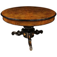 19th Century Walnut and Burl Extendable Round Table