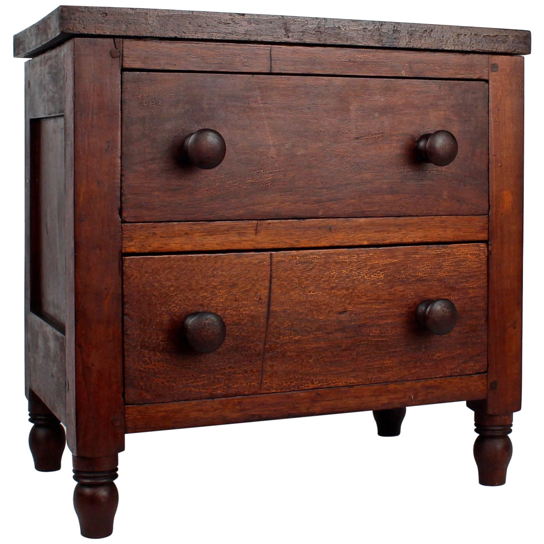 Late 19th Century Pennsylvania Miniature Walnut & Pine Paneled Chest of Drawers For Sale