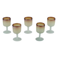 Napoleone Martinuzzi, Venini, Murano. Set di cinque bicchieri da vino rosso.