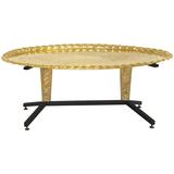 1960s Italian Coffee Table with Elliptical Brass Tray Top