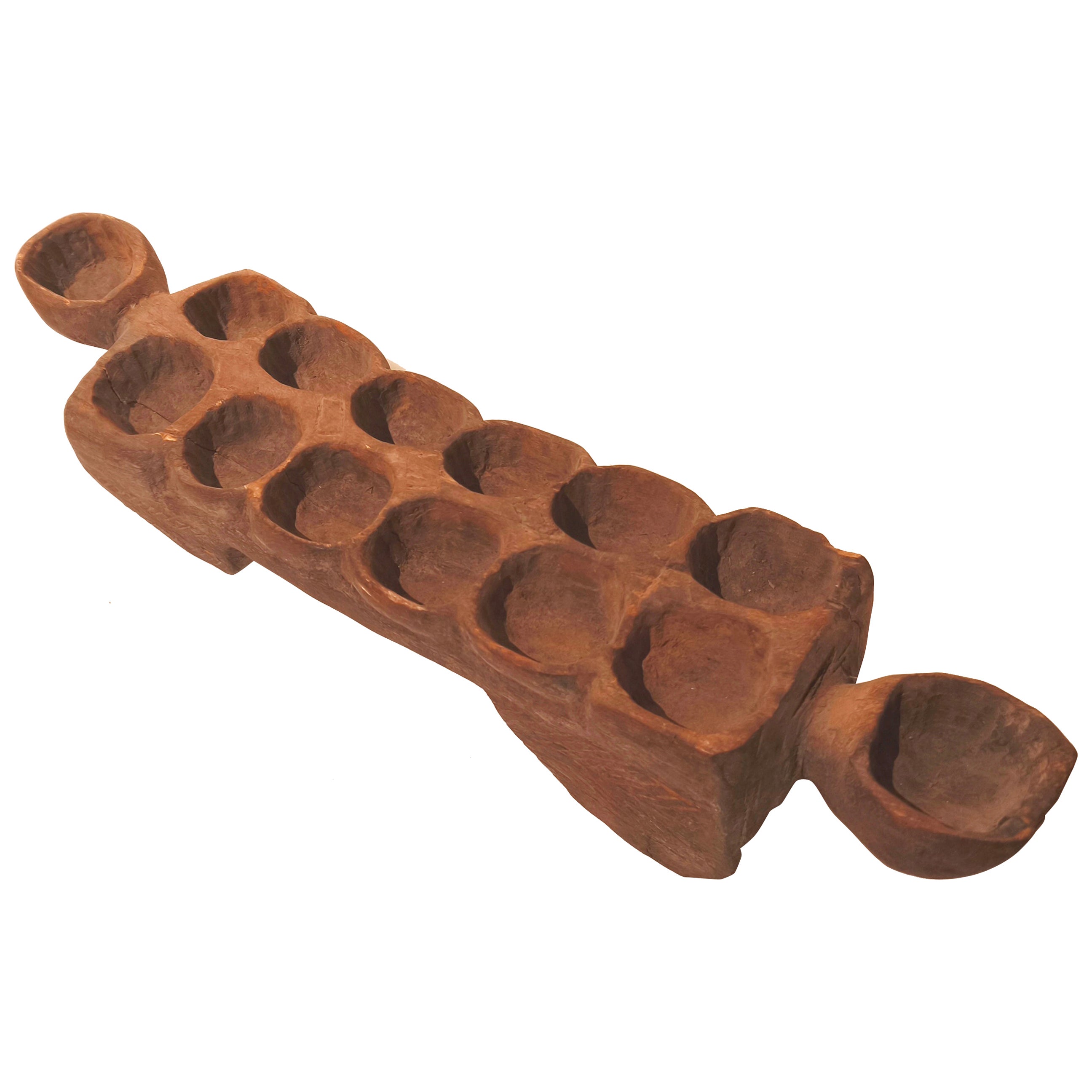 1950s Antique African Mancala Game Board Carved in Wood