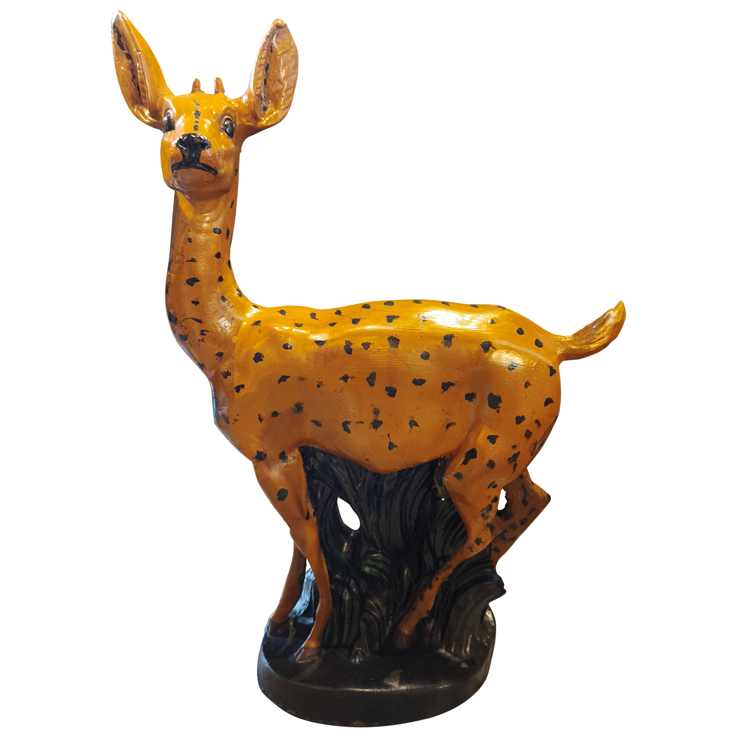 1970s Hand-Painted Stone Deer Decorative Figure