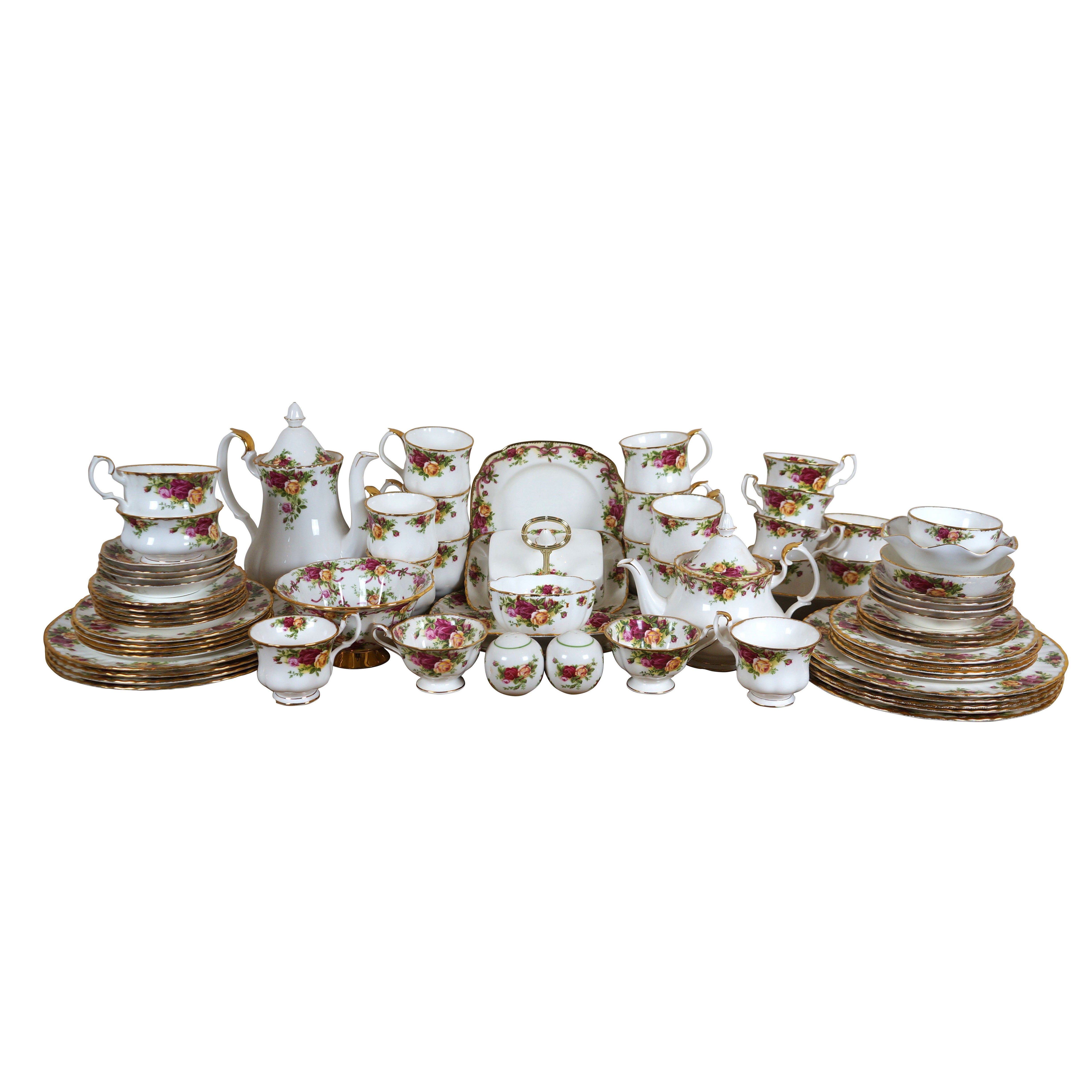 72 Pc Vintage Royal Albert Old Country Roses Ruby Celebration China Dinnerware For Sale