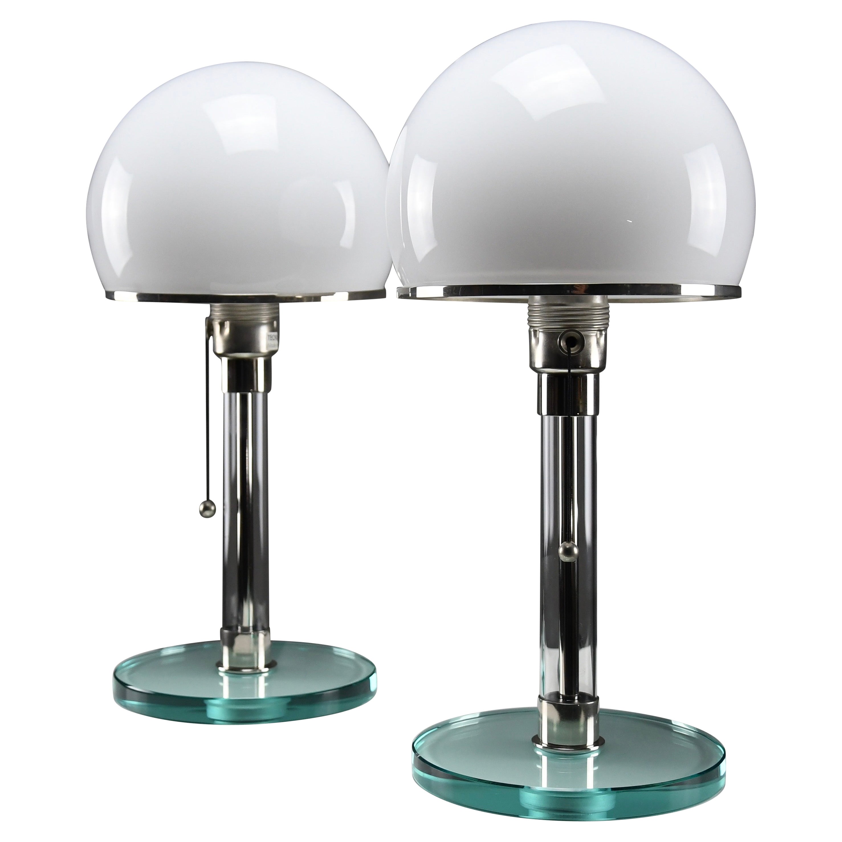 Iconic Pair of Bauhaus WG24 Table Lamps by Prof. Wilhelm Wagenfeld