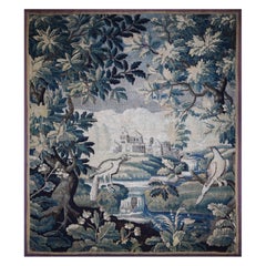 Tapiz Francés Aubusson Verde Siglo XVIII - 165Lx215H cm - N° 1537