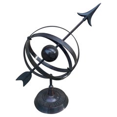 Vintage English Country Iron Bronze Garden Armillary Sundial