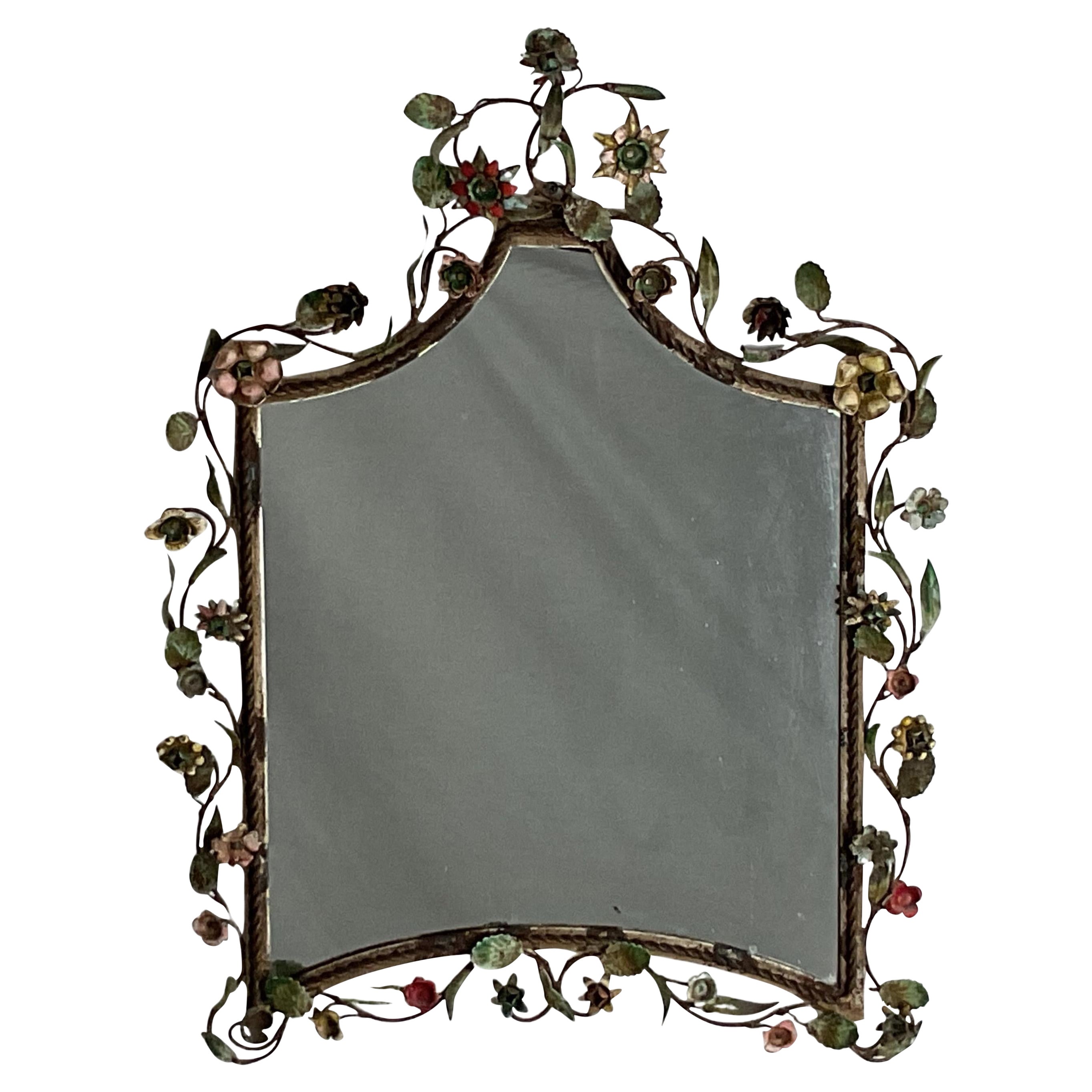 Gorgeous Vintage Italian Tole Floral Mirror