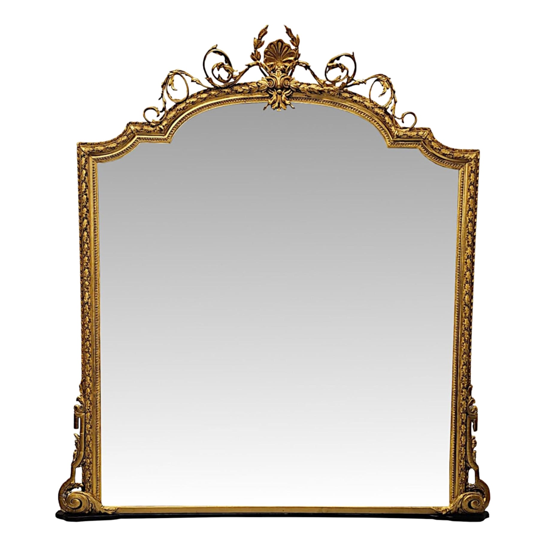 19th Century Large Size Giltwood Overmantel Mirror For Sale