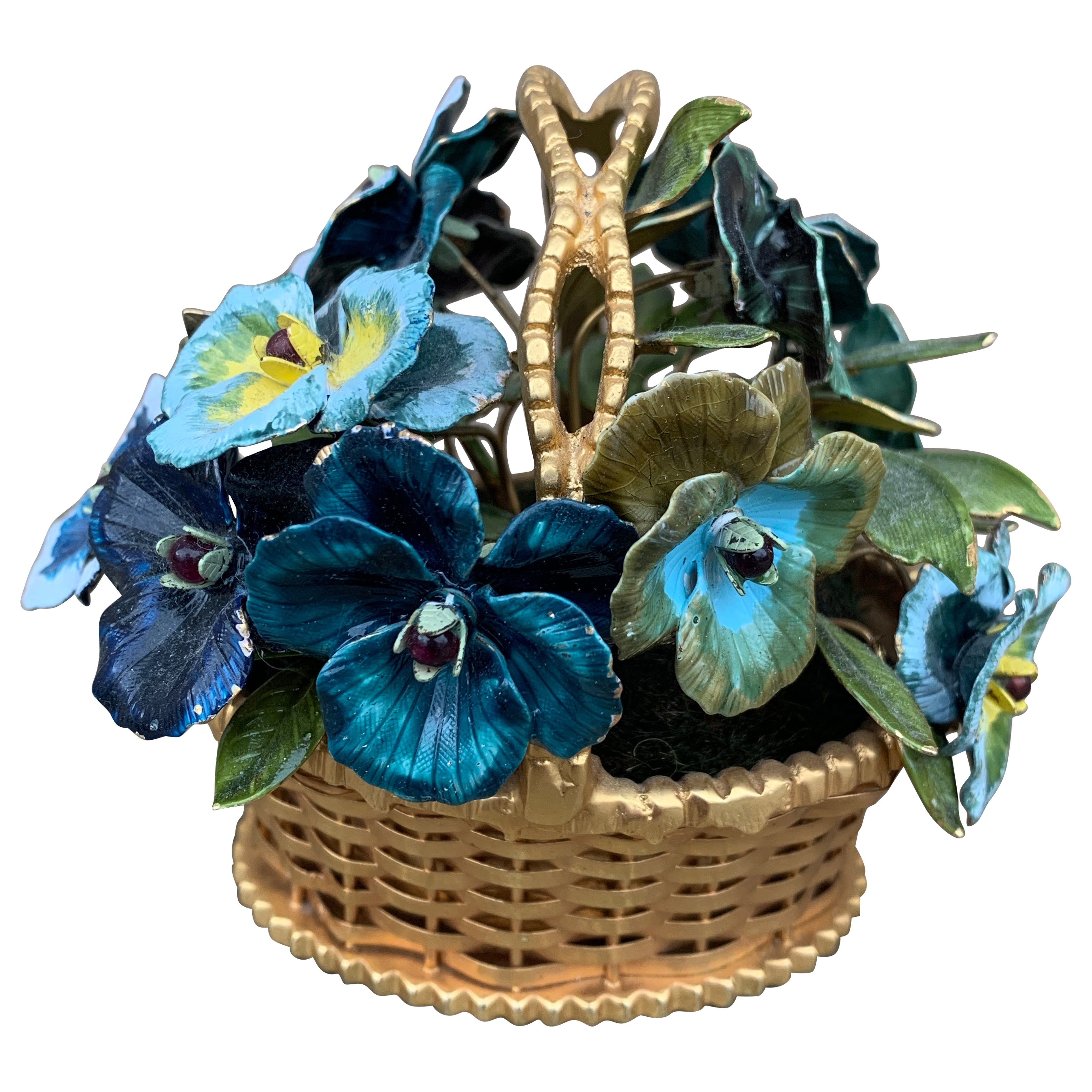 Fleurs Des Siècles Enamel Flower Bouquet of Pansies by Jane Hutcheson for Gorham