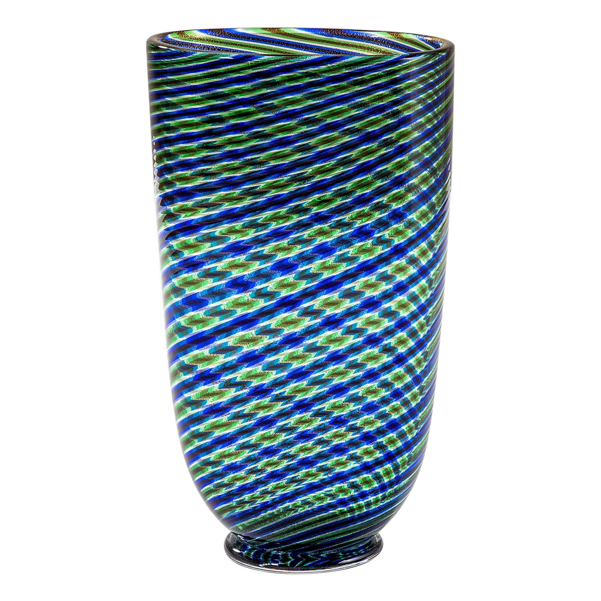 20th Century Barovier & Toso Murano Glass Vase in Colored Stripes '60s