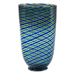 Vase en verre de Murano à rayures colorées du 20e siècle de Barovier&Toso, années 60