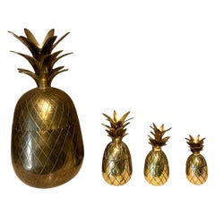 Hollywood Regency Era Brass Pineapple Garniture / Cachepot Set S/4