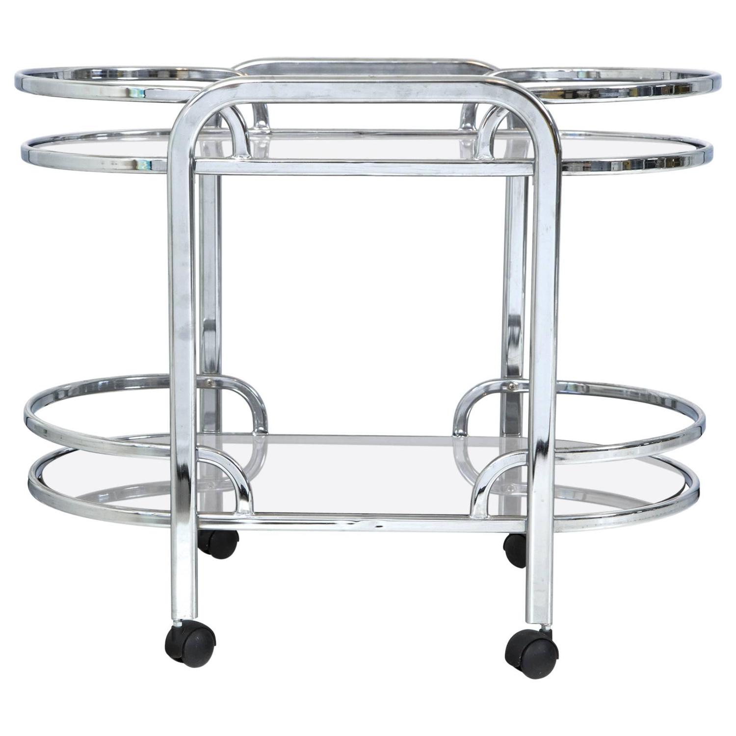 Vintage ArtDeco Chrome Bar Cart at 1stdibs