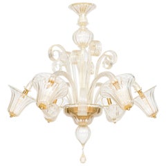 Bells and Pastorals Chandelier Blown Murano Glass Gold Color Contemporary, Italy
