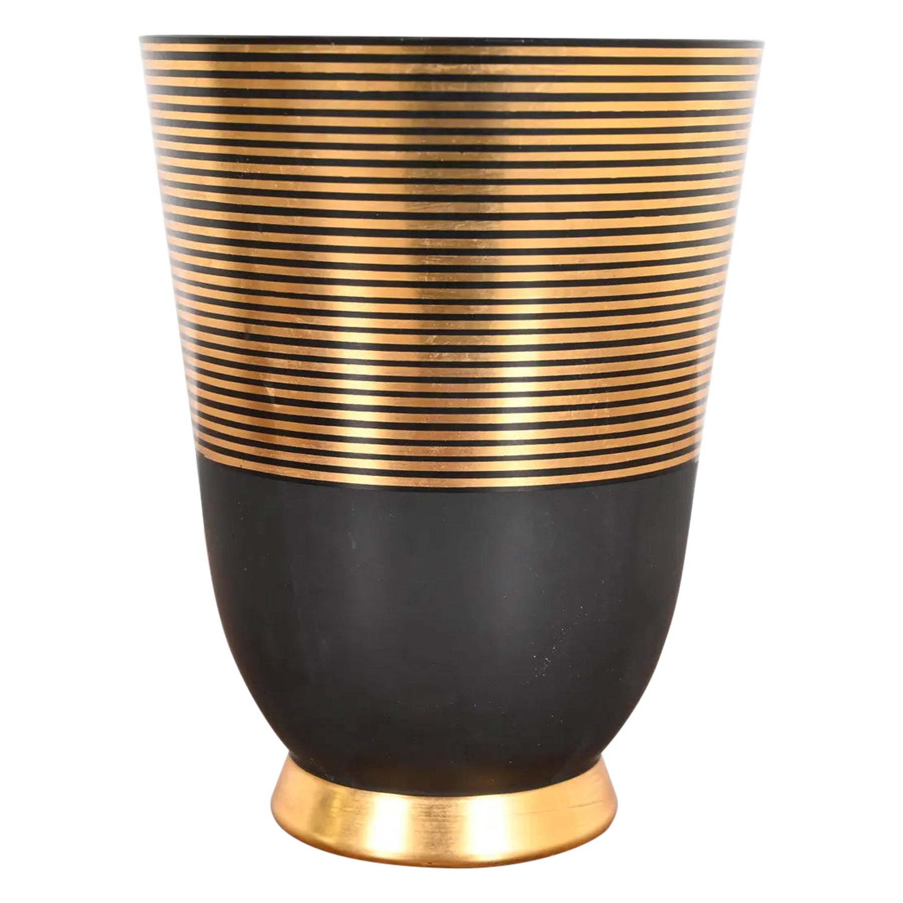Vase en verre d'art noir et or de style Carl Sorensen, circa 1930