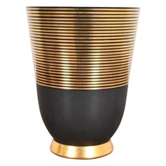 Carl Sorensen Art Deco Vase aus schwarzem und goldenem Kunstglas, CIRCA 1930er Jahre