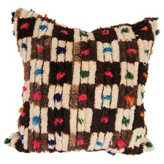 Custom Pillow Cut from a Vintage Hand-Loomed Wool Moroccan Rug, Atlas Mountains