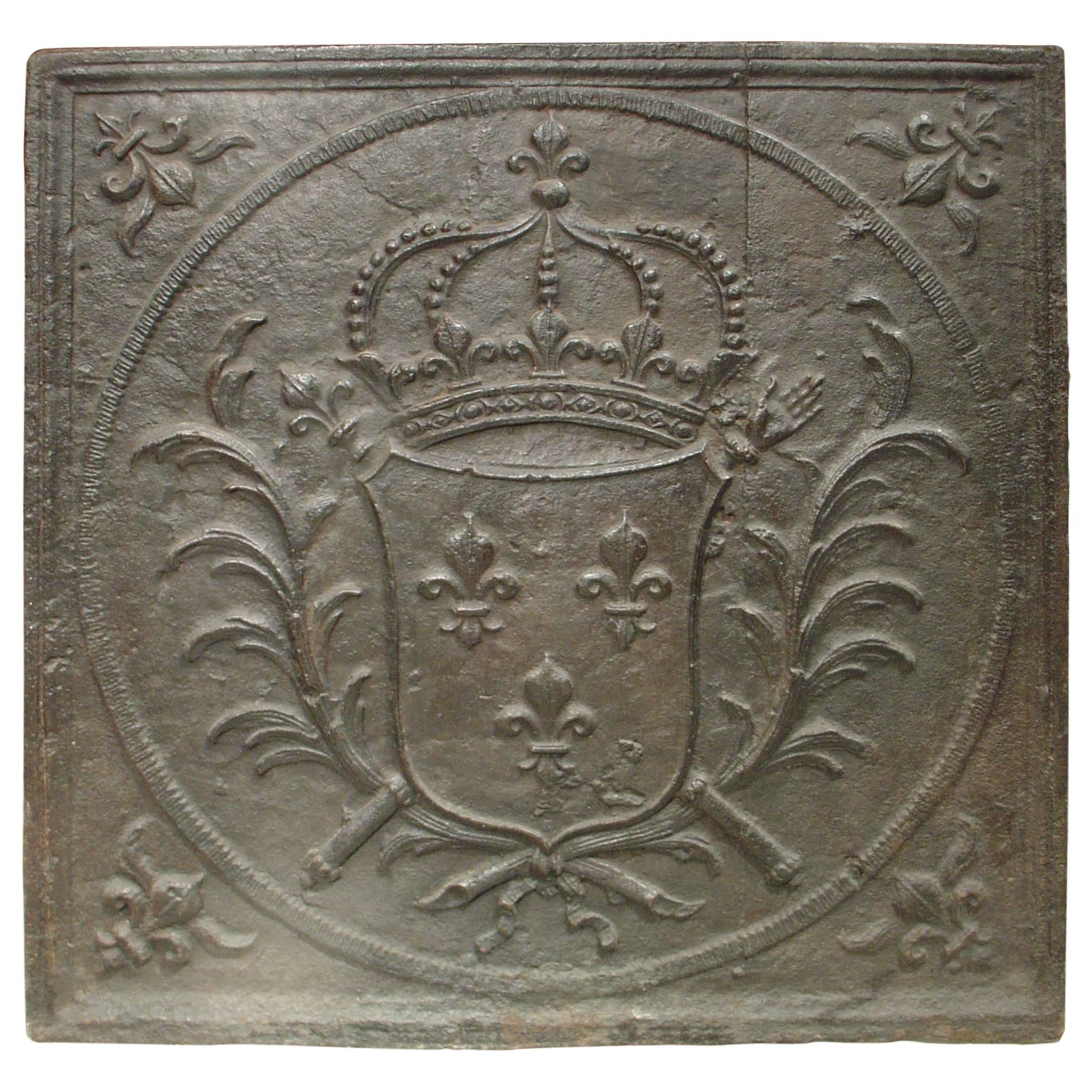 Large 18th Century Coat of Arms Fireback from France