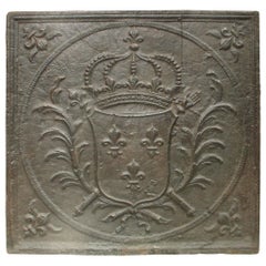 Antique Large 18th Century Coat of Arms Fireback from France