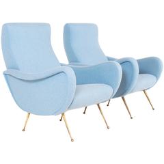 Pair of Mid-Century Italian Lounge Chairs Marco Zanuso Style