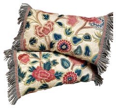 17th Century Crewelwork Pillows PAIR