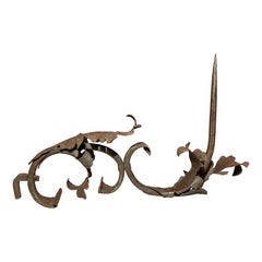 13th Century Italian Iron Torches: Tuscan Medieval Wall Sconces