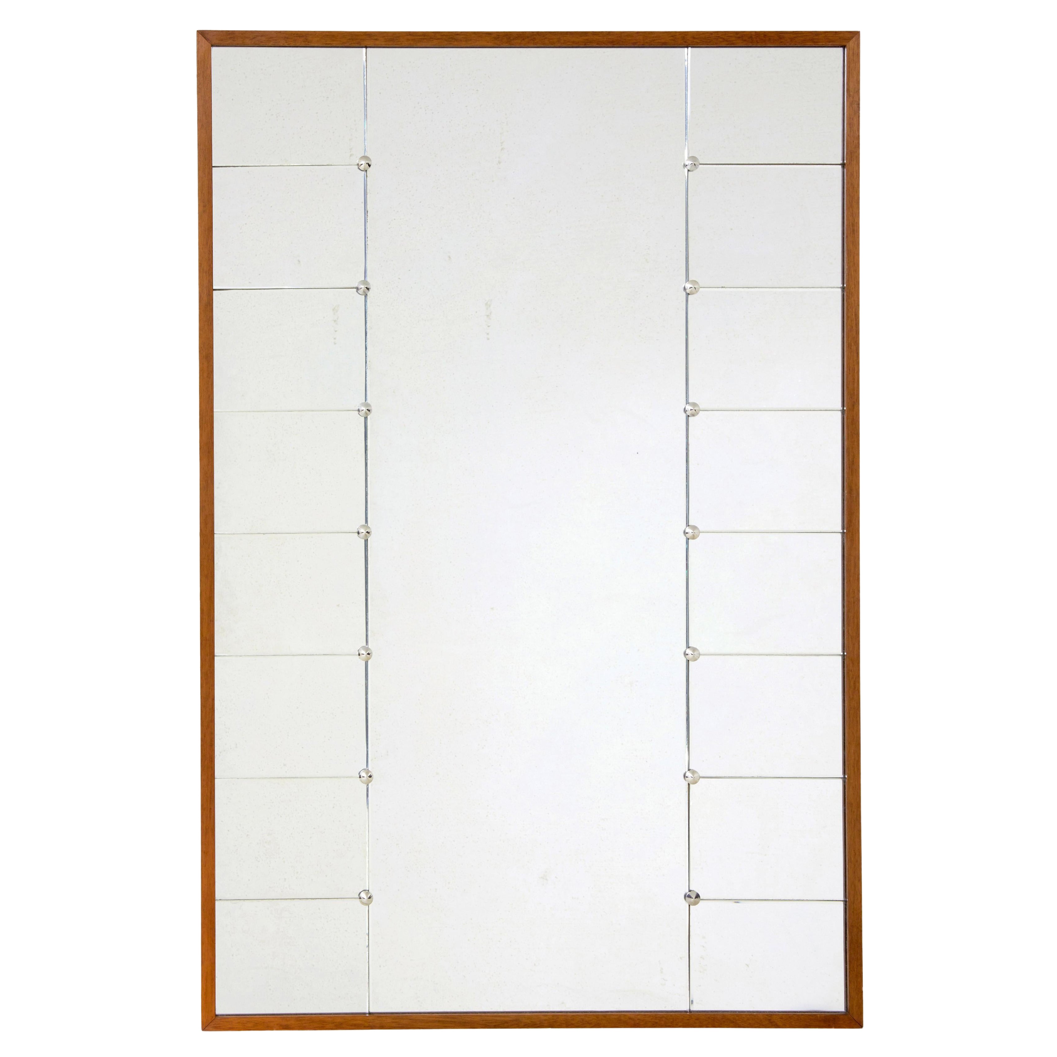 Grande specchio scandinavo di metà secolo con cornice in Oak