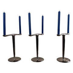 Vintage Set of 3 Space Age Candleholders made of Aluminium