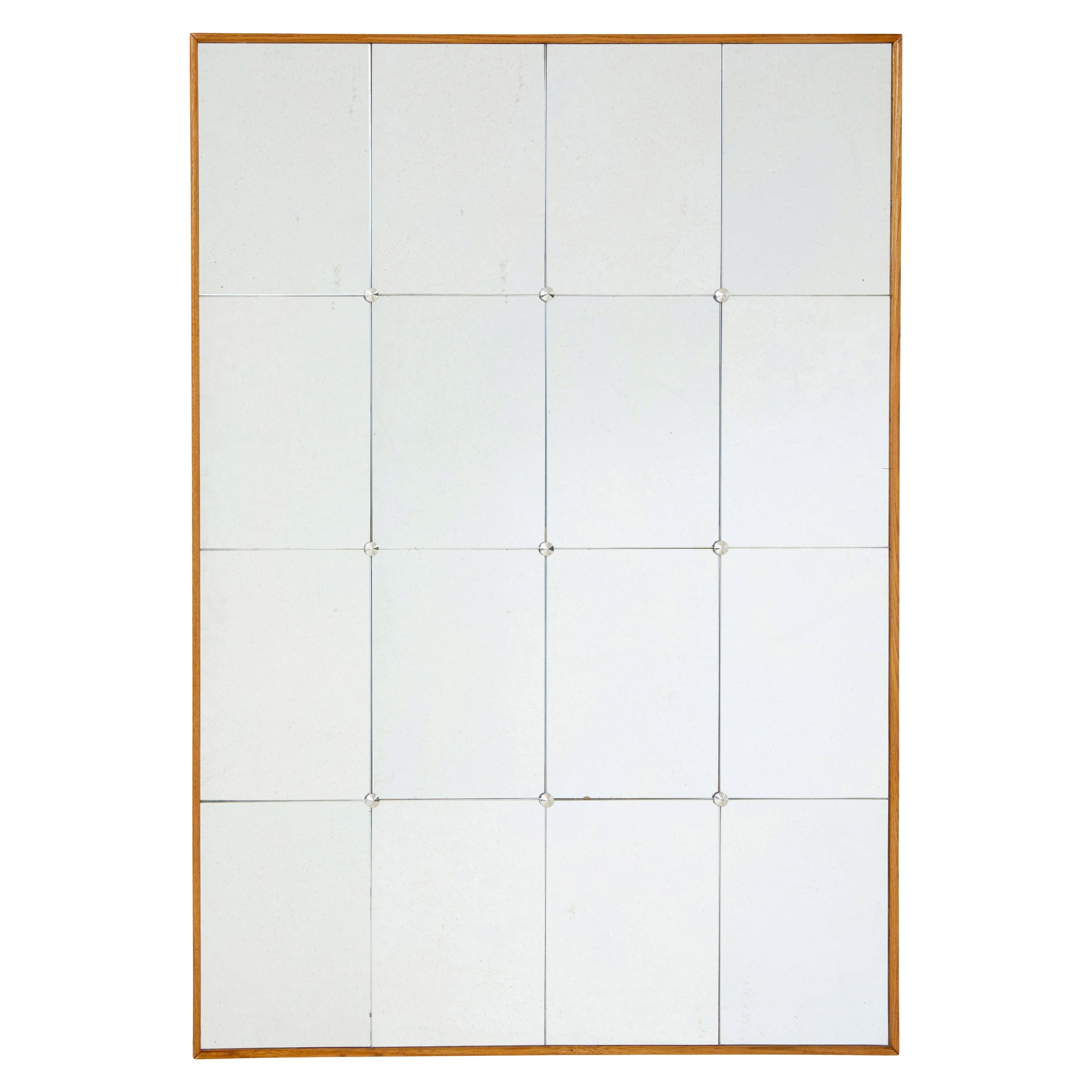 Mid century Scandinavian teak segmented wall mirror