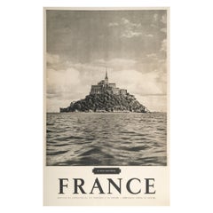 Affiche vintage originale de Bollinger, Mont Saint Michel, Normandie, Abbay, 1950