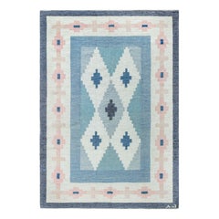 Doris Leslie Blau Tappeto in lana svedese blu fatto a mano di A.J.