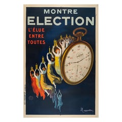 Cappiello, Original Poster, Election, Pocket Watch, Clock, Chronometer Time 1922