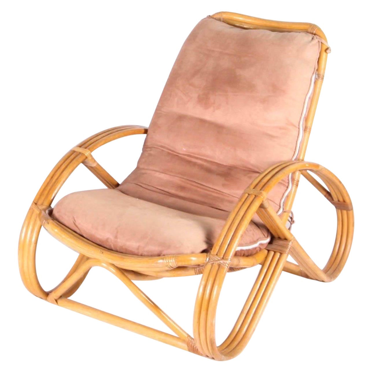 Coppia di poltrone "bretzel" in rattan in vendita