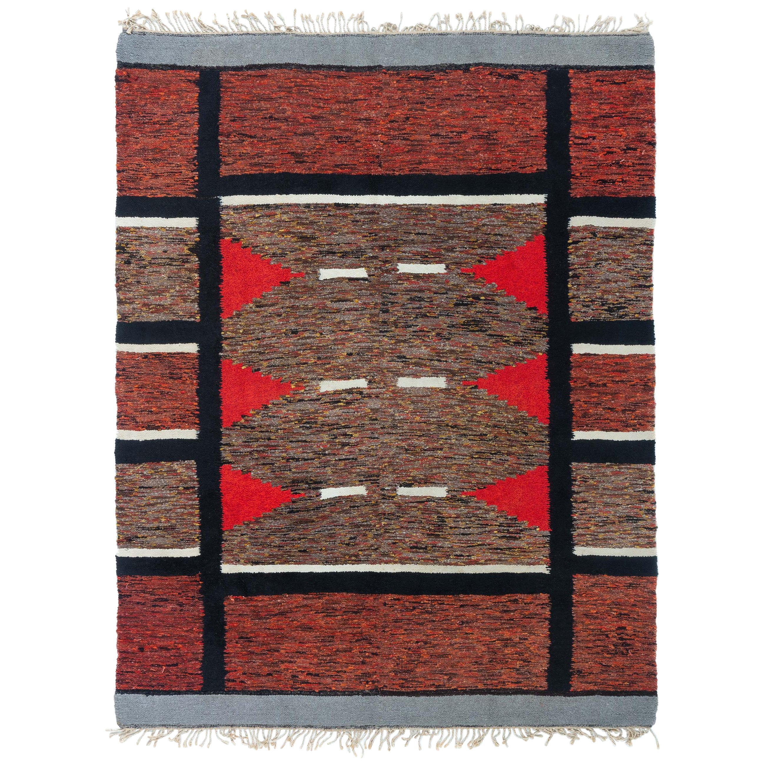 Doris Leslie Blau Mid-20th Century Vintage Swedish Red Rag Rug