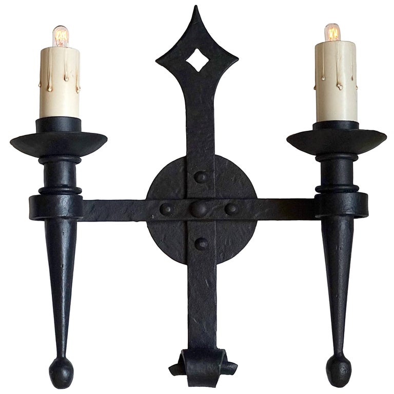 Hacienda Style Wall Sconce Classic Spanish Colonial Wrought Iron Interior Light For At 1stdibs - Iron Wall Sconce Candle