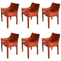 Set of Six Mario Bellini "Cab" Armchairs for Cassina 