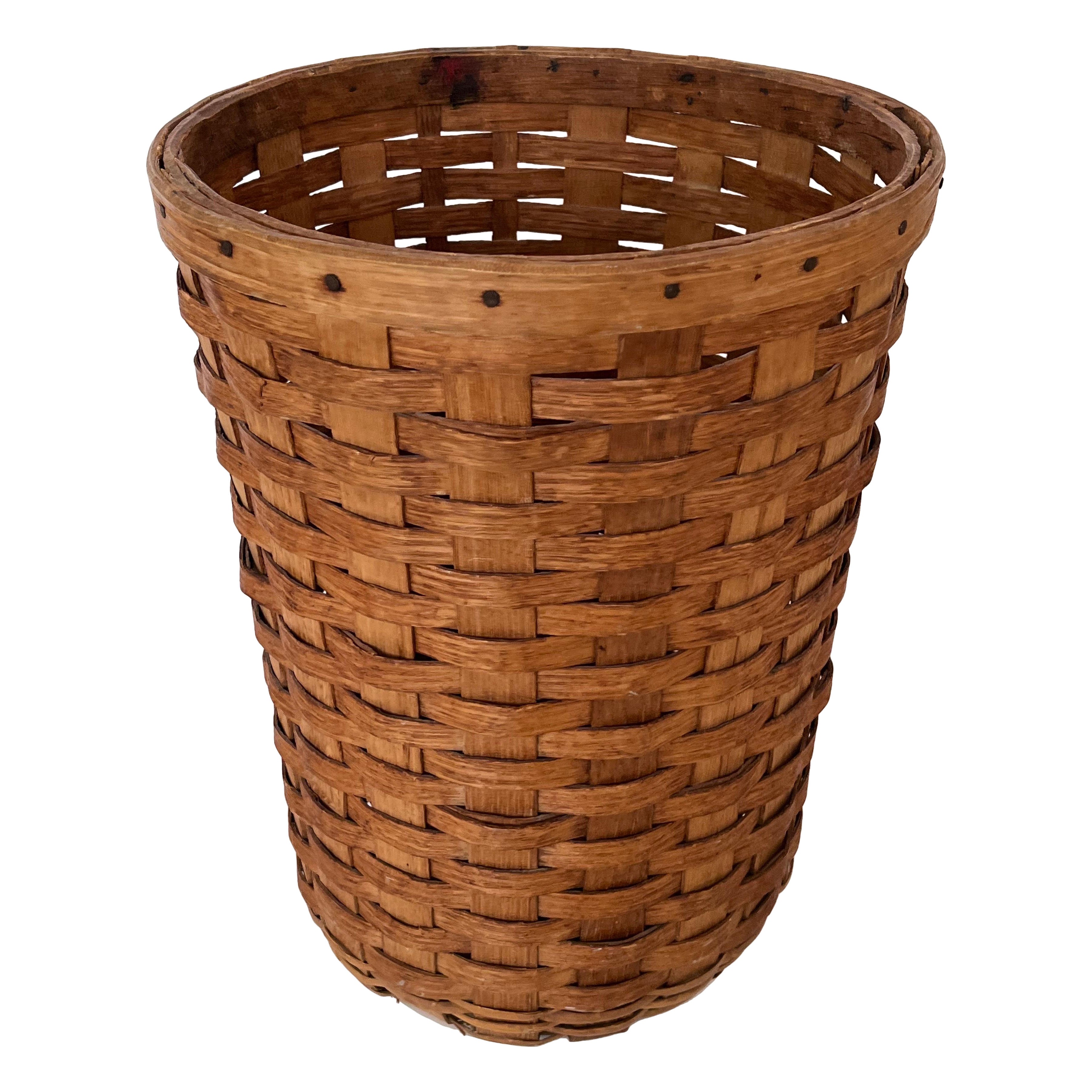 1930's American Handwoven Tall Market Basket