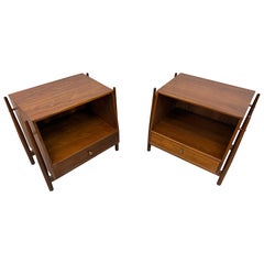 Mid-Century Modern Drexel Declaration Walnut Nightstands - Set of 2