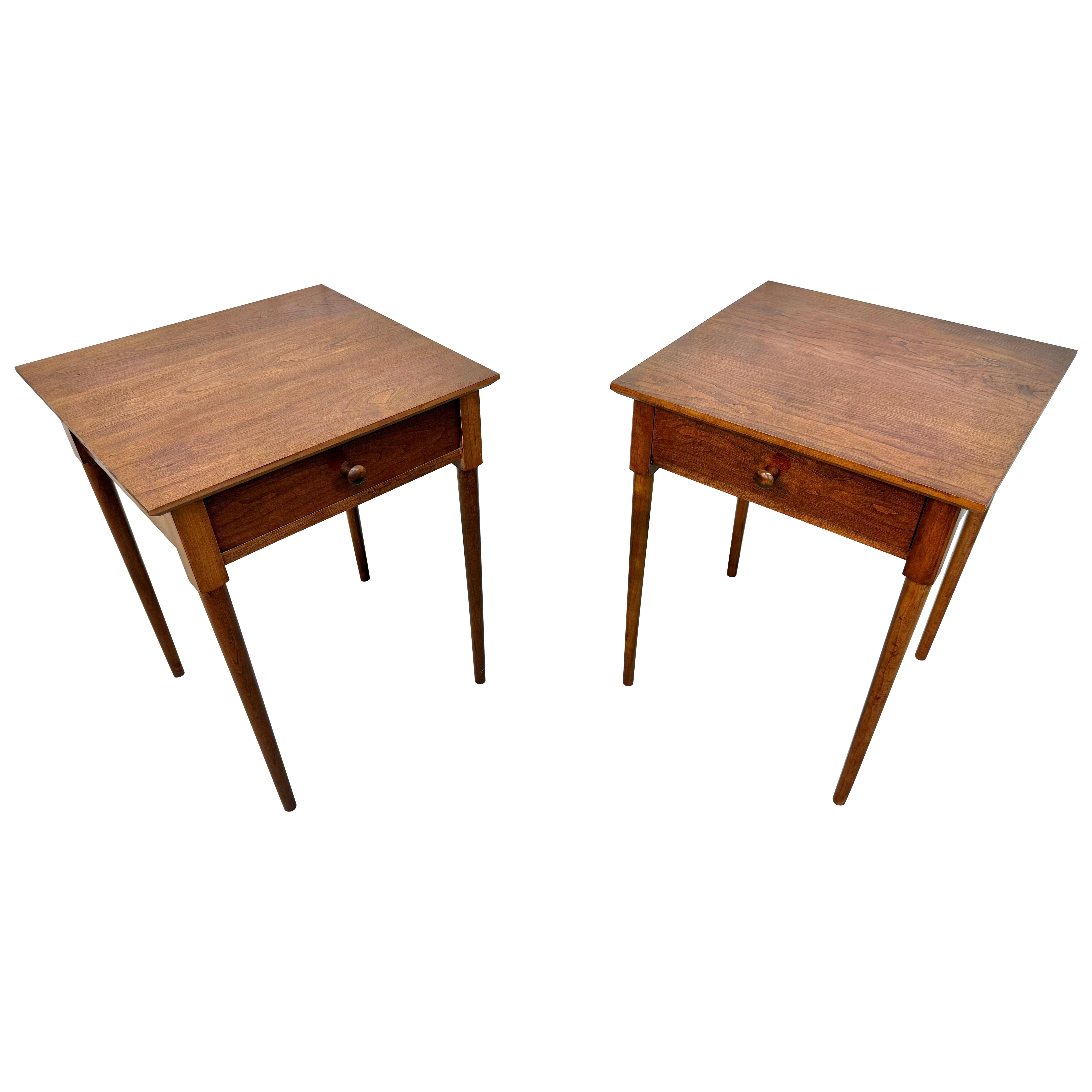 Vintage Quality Shaker Style Walnut Nightstands - Set of 2 For Sale