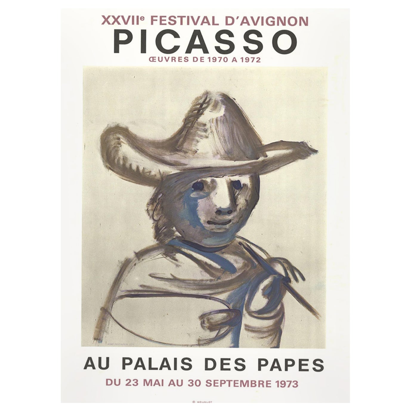 Affiche vintage d'origine du Festival d'Avignon, 1973 Pablo Picasso
